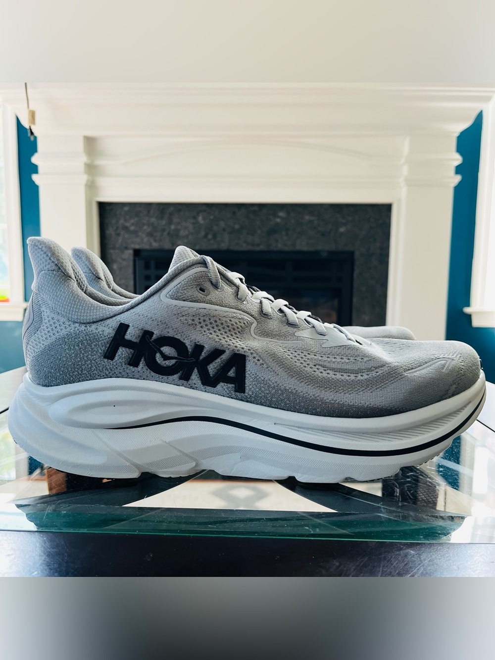 Sz 12D HOKA Clifton 10 Men's Running Shoes Galactic Grey/Asteroid 1162030/GYST